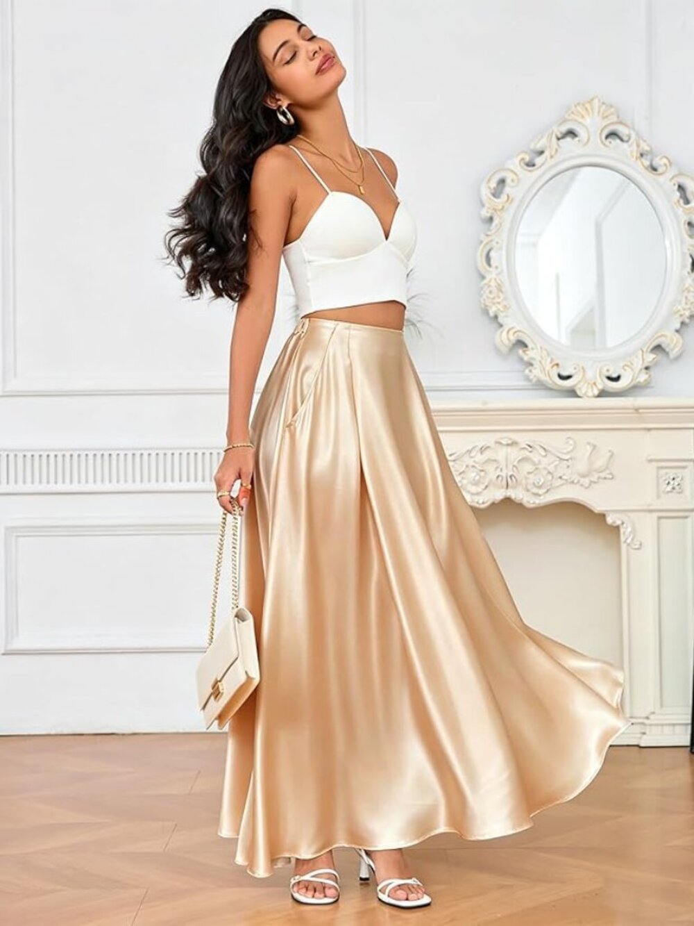 Maxi Satin Gold Skirt